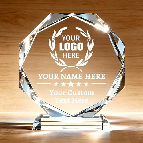 QSZ Trophée Personnalisable en Cristal Gravure Logo Nom Texte Photo