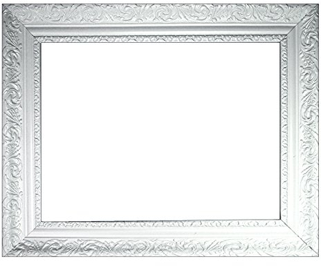 Barockrahmen weiß fein verziert 466 BIA, Leerrahmen 70x100 cm