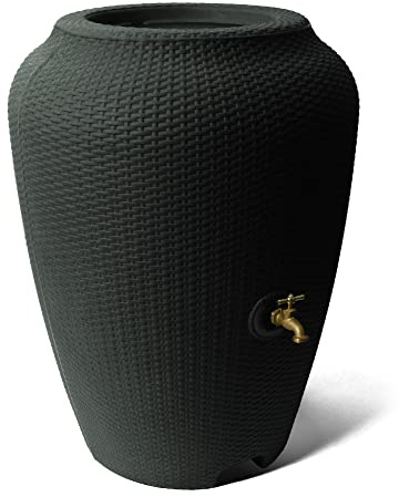 Algreen 81214 50 Gallon Wicker Rain Barrel, Black