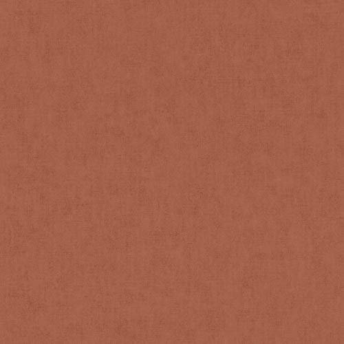 Papier peint uni rouge terre cuite pour cuisine | Tapisserie intissée idéale pour entrée & couloir | Papier peint intissé rouge chambre