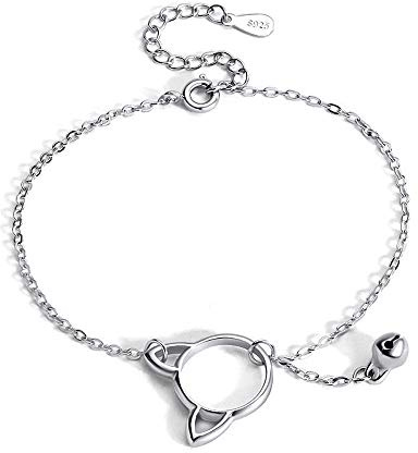 Belons Femmes Bracelet De Cheville En Argent Sterling 925 Chat Cloche Cheville Filles Charme Bracelet De Cheville Chaîne De Pied Réglable