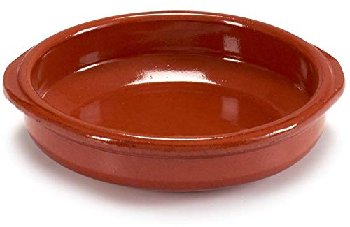 6-tlg. Set Cazuelas Vintage ofenfest - Mediterrane Tonschalen - Mit hochwertiger Handarbeit veredelt - Schalen für Tapas - Creme Brülèe Größe Ø 14 cm - mit Griff