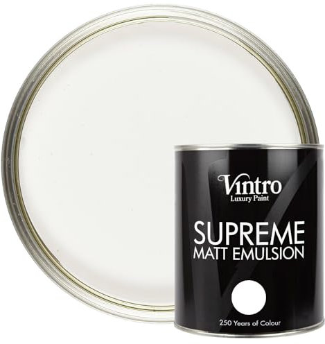 Vintro | Luxury Matt Emulsion | Smooth Chalky Finish | Multi Surface Paint | for Walls, Ceilings, Wood and Metal (White) 1L
