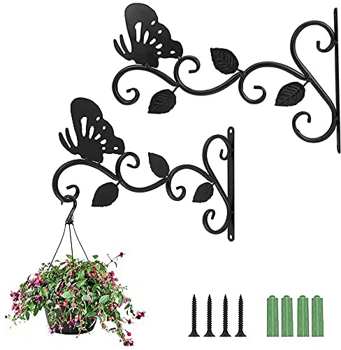 2 Pièces Support Mural pour Plante, Balcon, Crochet de Suspension avec 4 Vis et 4 Vis D'expansion, pour Lanterne Mangeoire à Oiseaux