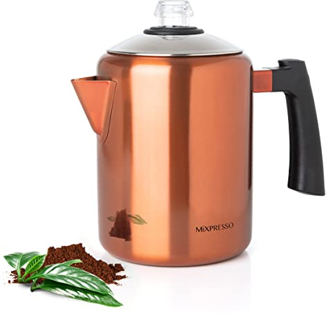 Mixpresso Percolatore di caffè piano cottura in acciaio inossidabile, caffettiera percolatore, eccellente per caffettiera da campeggio, 5-8 tazza
