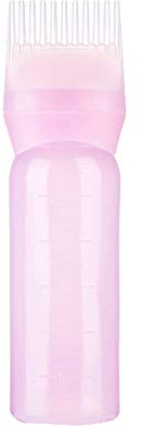FOUTP Hair Smear Bottle avec Brosse Graduée,Applicateur de Bouteille de Teinture pour Cheveux,Shampooing Crème Bouteille d'huile Coloration Pinceau,Peigne Huile Cheveux pour Peigne de Racines (Rose)