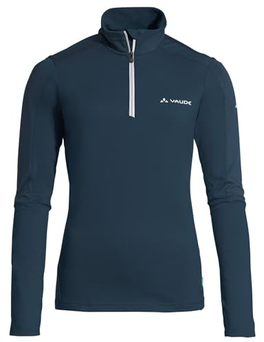 VAUDE Damen dünner Fleecepullover Livigno Halfzip II, angenehm warm, schnelltrocknend, atmungsaktiv, Passform: Slim fit, Dark sea Uni, 42