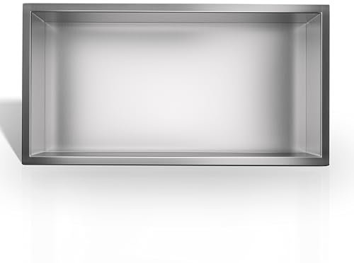 Balneo Wall-Box One Nicho de Ducha de Pared de Acero Inoxidable para el Baño Nicho de Ducha 60x30x10cm, Impermeable, Instalación de Nicho Flexible, Nicho para Utensilios de Baño, Sin Azulejos