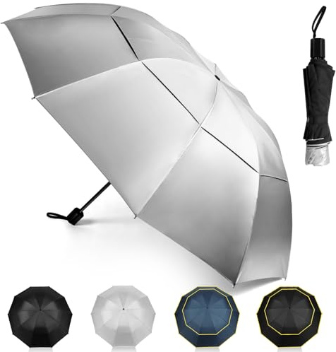 Kalolary 47 Inch Extra Oversize Large Compact Golf Umbrella, Double Canopy Vented Windproof Waterproof Stick Umbrellas for women & men