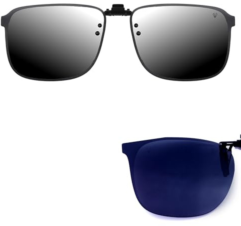 CREYESTAL Clip Gafas de Sol Polarizadas, Clip para Gafas para Sol, Clip Solar, Abatible y Ultraligero, Hombre, Mujer, 100% Anti-UV