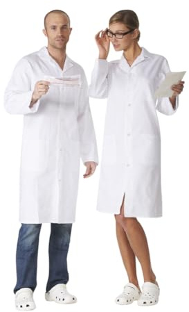 KODAMA Blouse Blanche de Laboratoire 100% Coton - Fermeture par Boutons Pression