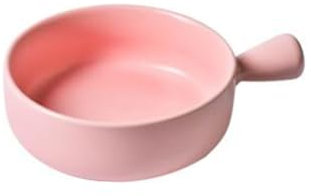 VINTORKY Piatto Da Forno Rotondo Ceramica Con Manico Vassoio Pratico Per Frutta e Insalate Cucina Rosa e Facile Da Pulire