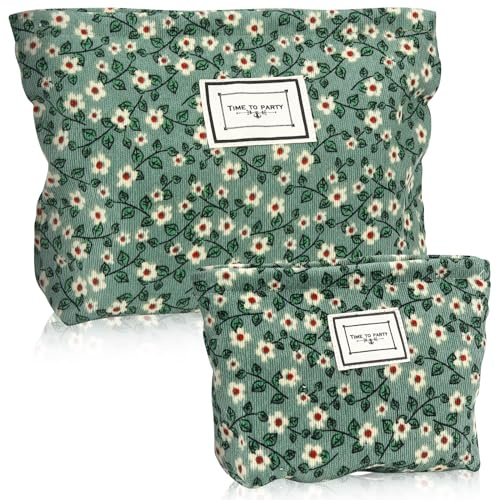 Borsa da Toilette per Donna con Cerniera Borsa da Viaggio Trousse Trucchi Organizer per Cosmetici Beauty Case Verde