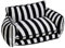 Haustierbett, schwarz-weiß gestreift, niedliches Sofa Stil Hundebett (Schwarz/Weiß, XL)