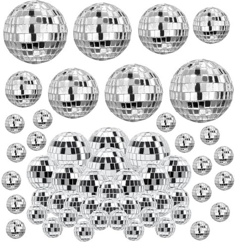 Mirror Disco Ball, Wanfoou 54 Pcs Disco Ball Decoration Hanging, Bar Party, Stage Props, Home Decorations, Christmas Party Favor and Supplies(2/3/4/5cm)