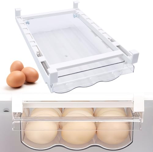 BLLREMIPSUR Caja de almacenamiento de huevos, cajón de refrigerador extraíble con 18 rejillas, estante de refrigerador, dispensador de huevos