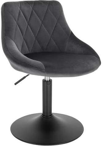 WOLTU Schminktisch Stuhl Hocker, Bequemer Schminkstuhl aus Samt mit Lehne, Höhenverstellbar, 360° Drehbar, für Schlafzimmer, Esszimmer, Küche, Dunkelgrau, BH242dgr-1