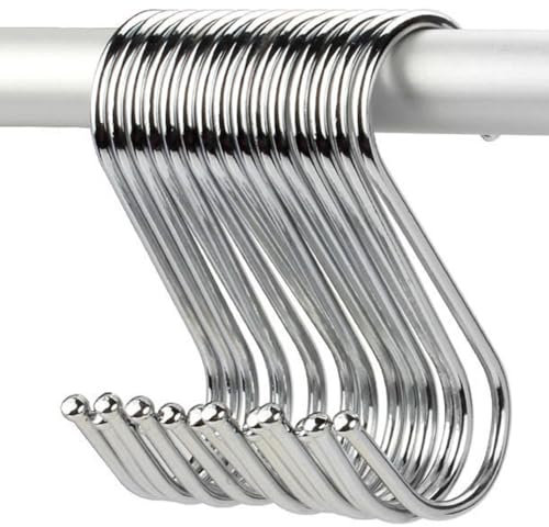 huiyonglan 10 Pcs S Hooks, 13cm Large S Shaped Hook, S Hooks for Hanging, Multi Purpose Stainless Steel Heavy Duty Metal S Hook for Hanging, for Kitchen Bathroom Bedroom Living Room Office Pan Cup