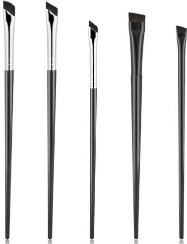 Confezione da 5 pennelli angolati per eyeliner, per sopracciglia, correttore, ultra sottili, inclinati, ad angolo piatto, per applicazione di trucco di precisione, strumento cosmetico di bellezza