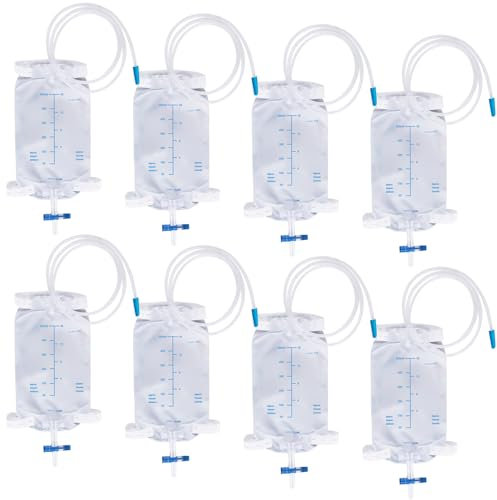 8 Stück 500ml Urinbeutel Beinbeutel: Urinbeutel katheterbeutel, Urinbeutel Beinbeutel, Beinbeutel Urindrainagebeutel, Urinsammelbeutel Drainagebeutel mit 2 Riemen, Urinbeutel mit Ventil und T-Ablass