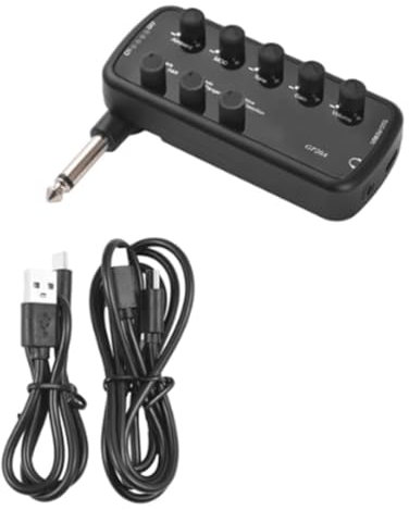 Wouueso basförstärkare mini förstärkare bärbar hörlurar basförstärkare plug and play för elgitarrförstärkare