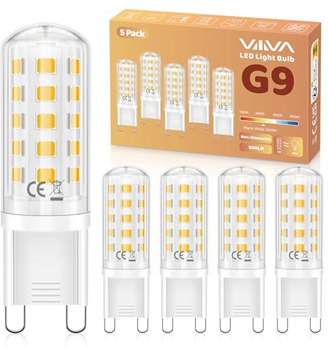 VIIIVA Ampoule LED G9 Blanc Chaud 3000K, 3W Équivalent 35W Halogène, 350lm, CRI ≥80, Non Dimmable, Économie d'Énergie, Sans Scintillement, AC 220-240V, Lot de 5