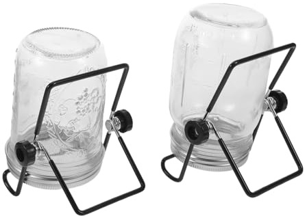HANABASS 2 Set Kit Germogliatore Barattoli con Coperchi in Acciaio Resistente e Supporto Rete Filtro per Germinazione Rapida Microgreens e Semi Compatibile con Barattoli da Sottaceti