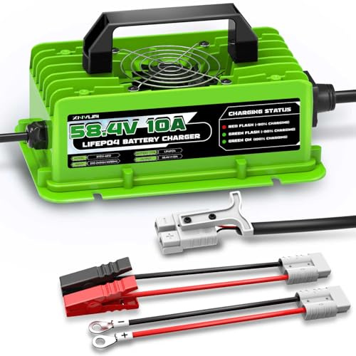 58,4V 10A Cargador de batería LiFePO4 para baterías Recargables de Ciclo Profundo de fosfato de Hierro y Litio de 48V (51,2V)
