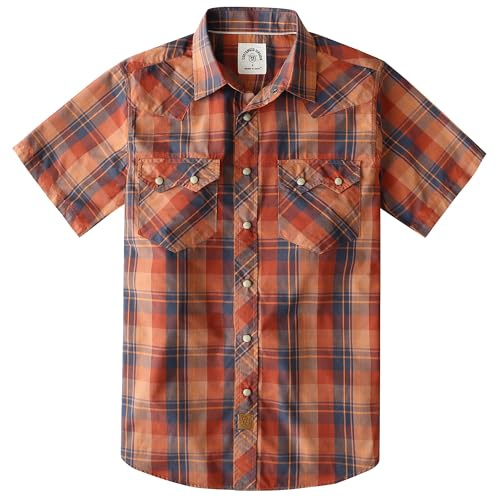 Dubinik® Camicia a Quadri Uomo Bottoni Automatici Western Cotone Leggero Lavoro Casual Estiva Manica Corta