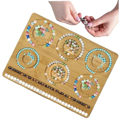 Porgeel pärlbräda för smyckestillverkning 25 x 20 cm trä pärla bräda panel med 6 storlekar spår, lätt att använda, gör-det-själv gör ditt gör-det-själv-jobb enklare