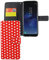 König Design Handyhülle Kompatibel mit Samsung Galaxy S8 Plus Handytasche Schutzhülle Tasche Flip Case mit Kreditkartenfächern - Polka Dot Weiße Punkte Rot