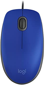 Logitech M110 Wired USB Mouse, Silent Buttons, Comfortable Full-Size Use Design, Ambidextrous PC/Mac/Laptop - Blue