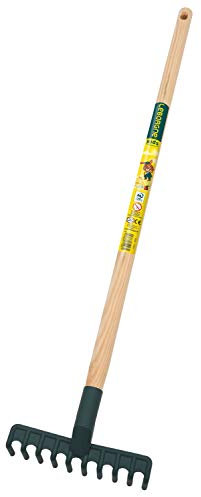Leborgne, Râteau de Jardinage pour Enfant, Longueur 70 cm, Tête en Plastique Durable, Manche en Bois PEFC, Couleur Aléatoire (Jaune ou Vert), Idéal pour Initier Les Petits au Jardinage