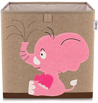 LIFENEY Aufbewahrungsbox Kinder mit Elefant Motiv I Spielzeugbox mit Tiermotiv passend für Würfelregale I Ordnungsbox für das Kinderzimmer I Aufbewahrungskorb Kinder
