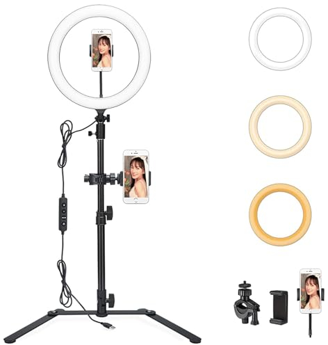Godox LR120 LED-Ringlicht-Kit 12 Zweifarben-Selfie-Ringlicht Diammable CRI 90+ & TLCI 90+ mit Stativ Smartphone-Stativständer für Make-up, Live-Aufnahme, Videoaufnahme
