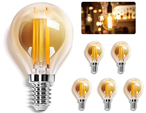 Aigostar Edison Vintage Glühbirne E14,Warmweiß 2200K,400lm,4W Retro LED Edison Glühbirne,Ideal für Retro Beleuchtung im Restaurant,Café,Bar-5 Stück