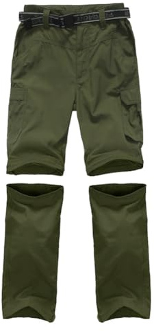 Anyanmoutn Boy's Hiking Cargo Pants Kids' Outdoor Quick Dry Pants Casual Youth Climbing Convertible Trouser Fishing Pants Green