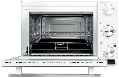 Mini Horno Eléctrico de Sobremesa - Temperatura regulable - Temporizador de hasta 60 Minutos - 3 Opciones de Calentamiento - Capacidad: 35 L - Color: Blanco - Kubo