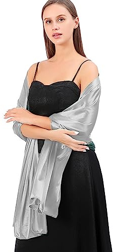 LumiSyne Mujer Sedoso Satén Chales y Envolturas Para Vestido De Noche Color Sólido Bufandas Largo Ligerochal Estola Elegante Chales De Fiesta Para Novia Dama De Honor Boda Bola, 200×70cm