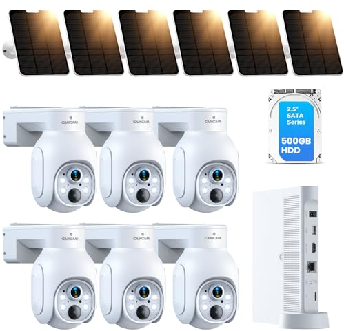 Camcamp 10CH Überwachungskamera Aussen Set, Kabellose Solar WLAN Kamera Outdoor mit 500GB Lokale Aufzeichnung - kein ABO, Farbnachtsicht, KI-Erkennung, 2-Wege-Audio, PIR Bewegungsmelder