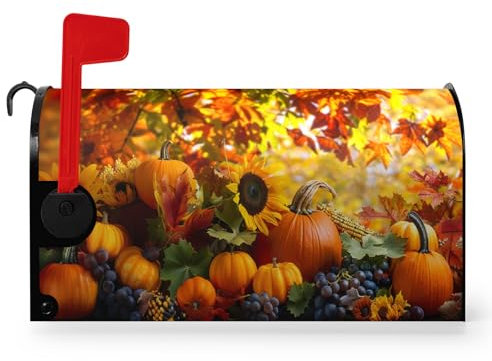 Dacawin Autunno Autunno Zucca Postale Copertura Magnetica Dimensioni Standard 53x45,7 cm Raccolto Foglie d'Acero Copertura Cassetta Delle Lettere Zucche Gialle Caduta Involucri Posta Decorazioni