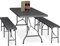 Relaxdays Bierzeltgarnitur klappbar, 3-TLG. Bierbank Set mit großem Tisch, Garten, Festzeltgarnitur, Holzoptik, grau