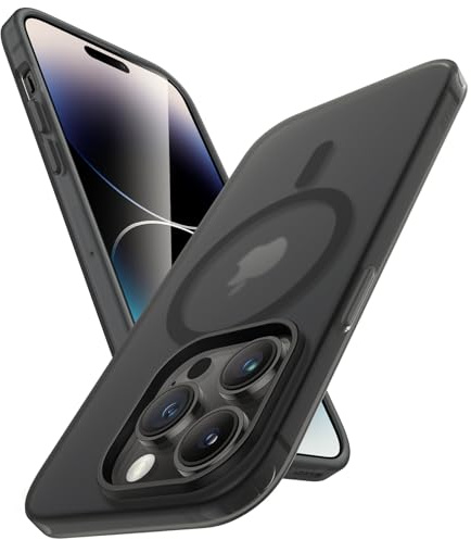 JETech Matt Hülle für iPhone 14 Pro 6,1 Zoll Kompatibel mit MagSafe, Nicht Vergilben und Anti-Fingerabdruck, Stoßfest Transluzent Gefrostete TPU Weiche Handyhülle (Raumfahrt Schwarz)