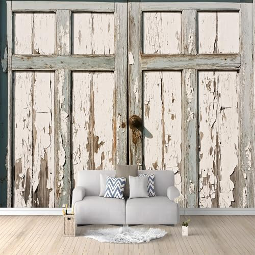 Fotomurales Puerta De Madera Retro Estilo Casa De Campo 250x175 cm Papel Tapiz Fotográfico no tejido 3D Moderna Fondo De Pantalla Mural Decoración De Pared Sala Cuarto Oficina Salón