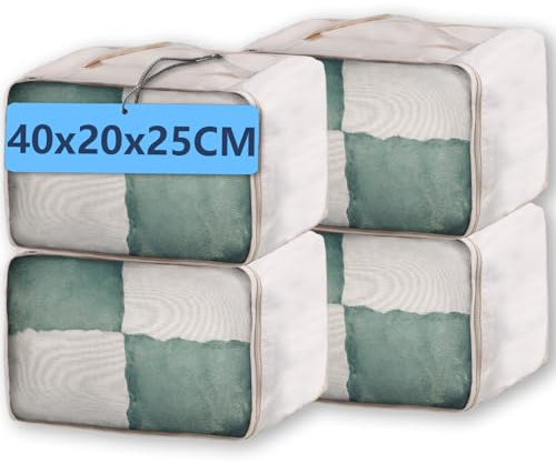 4 cubos de embalaje grandes de 20 L, 40 x 25 x 20 cm, bolsas organizadoras de maletas del mismo tamaño, 4 unidades, bolsas de viaje de 20 L, paquete de 4 (4 x 20 L, beige)