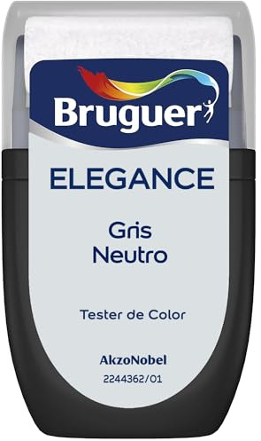 Bruguer ELEGANCE Pintura Monocapa ExtraMate, Paredes y Techos, Interior, Exterior protegido, Alta Durabilidad, UltraLavable, Resistente al Desgaste y Manchas Gris Neutro 30 ml