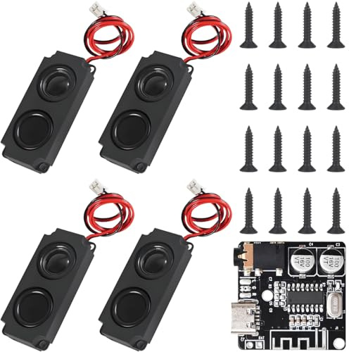 JYUDAUFU Speaker 5 Watt 8 Ohm Double Cavity Mini Speaker, 40mm DIY Micro Full Range Audio Loudspeaker with PH2.0 Terminal Line for Arduino DIY Project with VHM-314 Decoder Board (4Pcs)
