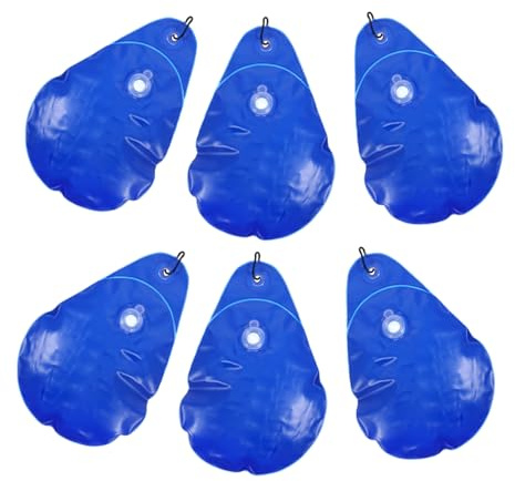 CIYODO 6piezas Bolsas Rellenas De Agua con Ganchos para Cubierta De Piscina Azul Oscuro Diseño Antidesgarro y Resistencia Al Frío para Piscinas Elevadas Invierno