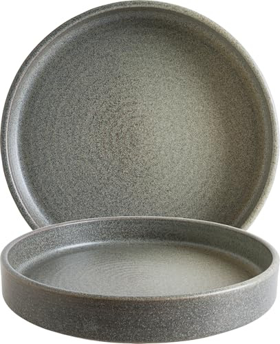 Bonna Hornfels Ripple - Piatti impilabili profondi 23 cm, set da 6 pezzi, 865 ml, porcellana grigia, adatti al microonde e alla lavastoviglie, stoviglie moderne per tutti i giorni e la gastronomia
