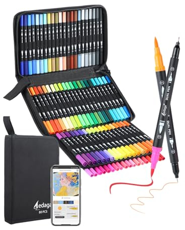 80 Farben Nummerierte Filzstifte Set mit App, Dual Brush Pen Set